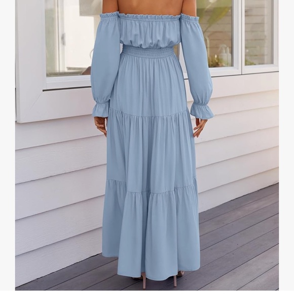 Boho Off Shoulder Long Sleeve Maxi Dress Size Large - Picture 3 of 4